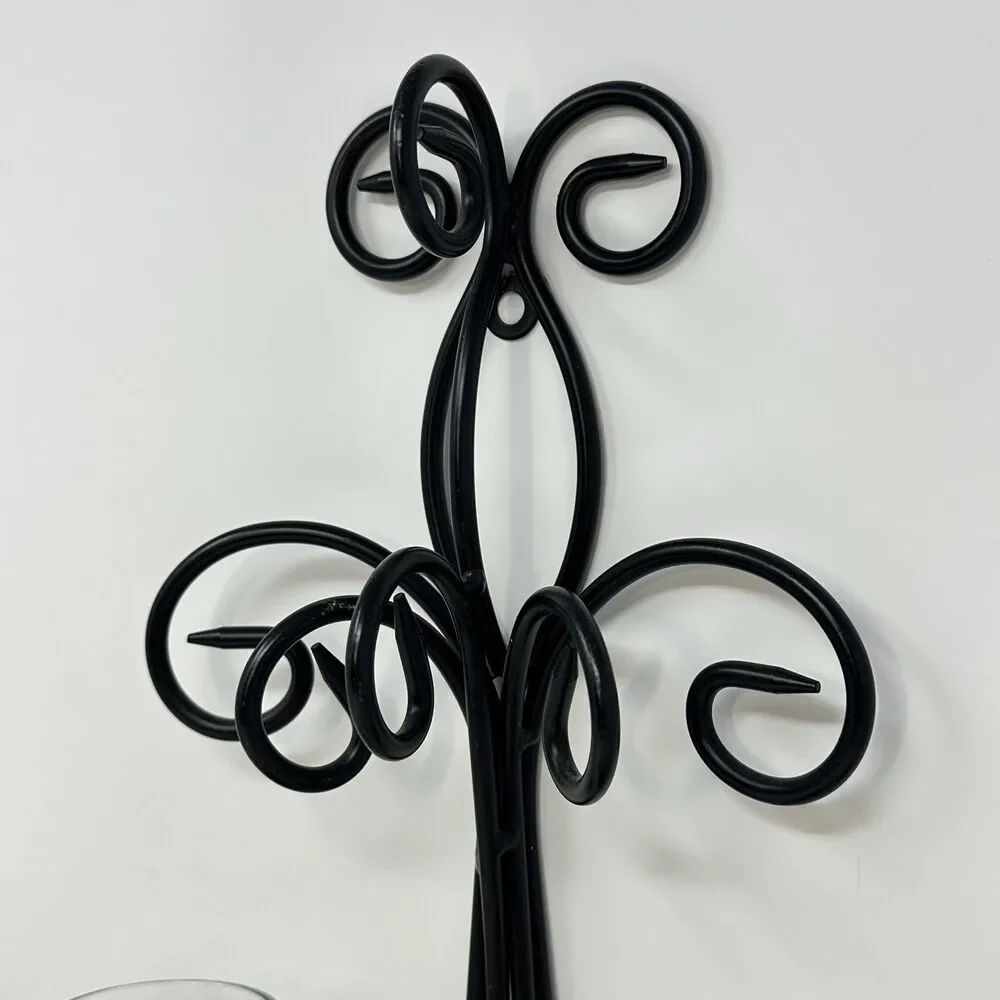 Elegant Black Metal 5 Candle Wall Sconce for Votives, Tealights, or Flameless